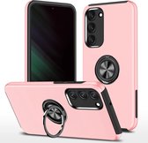 Telefoonhoesje Met Vingerring & Magneet voor Telefoohouders - Hoesje Geschikt voor: Samsung Galaxy S22 - Anti-drop harde cover - Roze