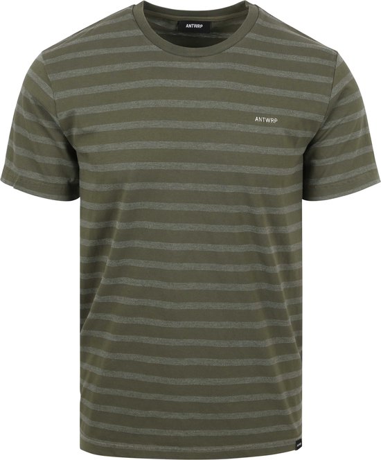 ANTWRP - T-Shirt Rayures Vert - Homme - Taille L - Coupe moderne