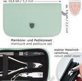 Germany 6-delige manicureset 'Torino' | nagelverzorgingsset in kunstlederen etui mint | Inhoud: huidschaar, nagelknipper, nageltang, pincet, saffier nagelvijl, nagelriemverwijderaar