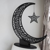 IWA Concept - islamitische producten - islamitische decoratie - islamitische cadeau - Metalen Halve Maan en Ster - Zwart - Klein 52x44cm