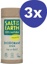 Salt of the Earth Unscented Deodorant Stick - Use or Refill (3x 75gr)