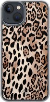 Casimoda® hoesje - Geschikt voor iPhone 13 Mini - Luipaard print bruin - 2-in-1 case - Schokbestendig - Luipaardprint - Verhoogde randen - Bruin/beige, Transparant