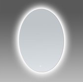 Saniclass Select spiegel ovaal 60x80cm met geborsteld aluminium zijden inclusief LED verlichting met touchscreen schakelaar