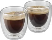 Kult dubbelwandige espressokopjes glazen set, dubbelwandige glazen 80 ml, zwevend effect, thermische glazen, hittebestendig espressoglas