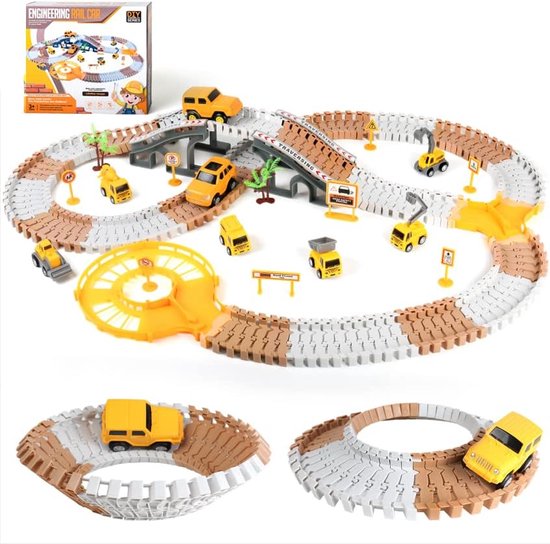 Techniek racebaan, speelgoed, flexibele racebaan met elektrische auto ...