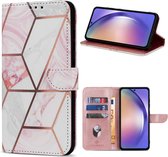 Convient pour Samsung Galaxy A55 case - Bibliothèque Solidenz - Phone case A55 - Cover case - Marbre - Avec porte-cartes - Marbre