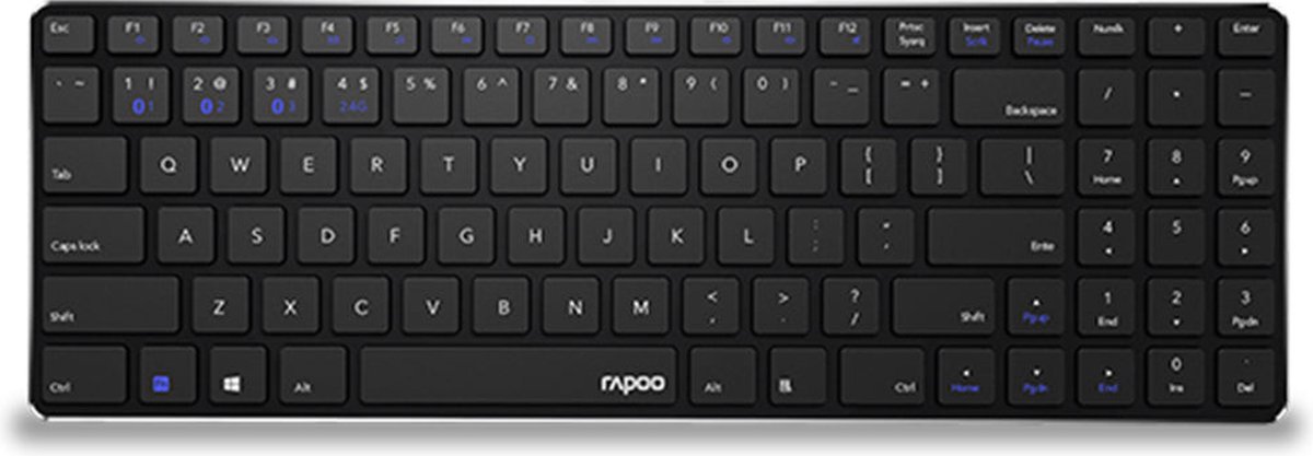 Rapoo E9100M - Toetsenbord - Draadloos - USB - Bluetooth - Zwart - Rapoo