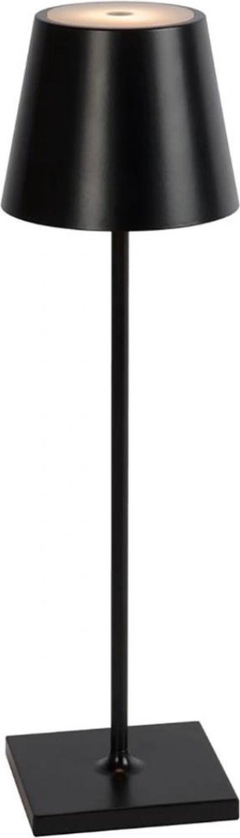 AXFU© Tafel Lamp Zwart - 20 uur licht - Sfeer verlichting oplaadbaar - LED - Luxe tafel lamp - USB-C Oplader - Werklicht en Sfeerverlichting - 38 cm Hoog - Simpele Touch Bediening - Dimbare Standen - Tafel lamp - Warm Wit - Metaal ( RVS ) - 5 Watt