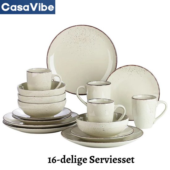 Alpina Serviesset 16-delig - Elegante crème bordenset voor 4 personen