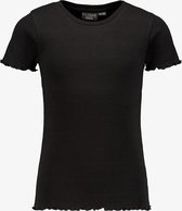 TwoDay basic meisjes rib T-shirt zwart - Maat 134/140