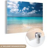 MuchoWow® Glasschilderij 180x120 cm - Schilderij acrylglas - Zomer - Strand - Curaçao - Foto op glas - Schilderijen