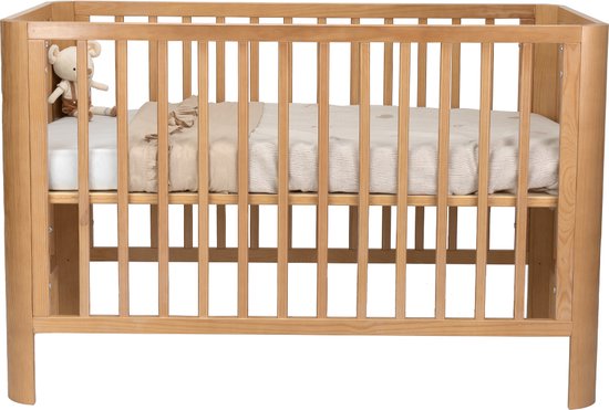 Novi at Home Philou Ledikant - Babybedje met Ronde Hoek - Baby Bed 60x120 cm - verstelbaar bodem - Bruin