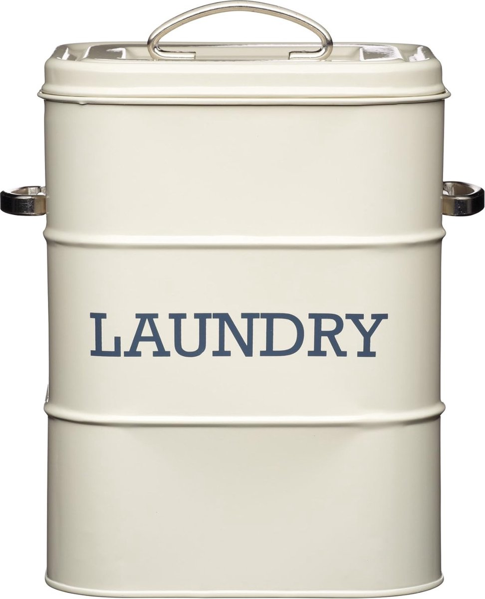 Nostalgia Opbergblik voor wasmiddelen, met opdruk "Laundry", crème