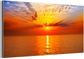 Aluminium schilderij 160x80 cm - Wanddecoratie metaal - Zonsondergang - Zee - Lucht - Oranje - Horizon - Water - Metalen muurdecoratie woonkamer - Decoratie industrieel - Foto op dibond - Industriële accessoires slaapkamer