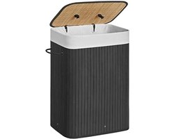 Wasmand Riet - Wasmand Riet Met Deksel - Wasmand Bamboe - Zwart
