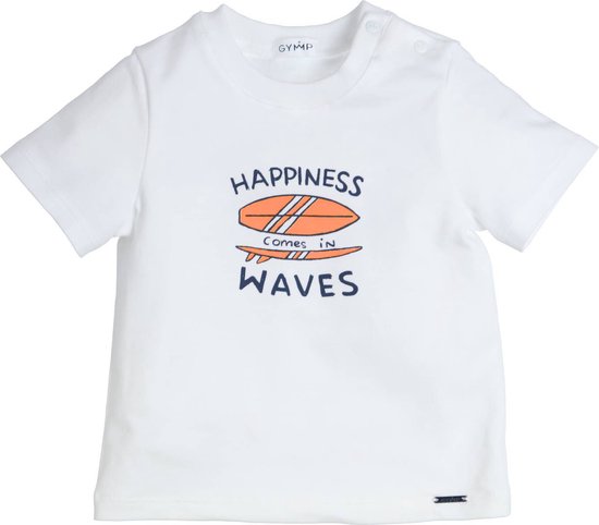 Gymp - T-shirt Aerobic Happiness comes in waves - White - maat 122