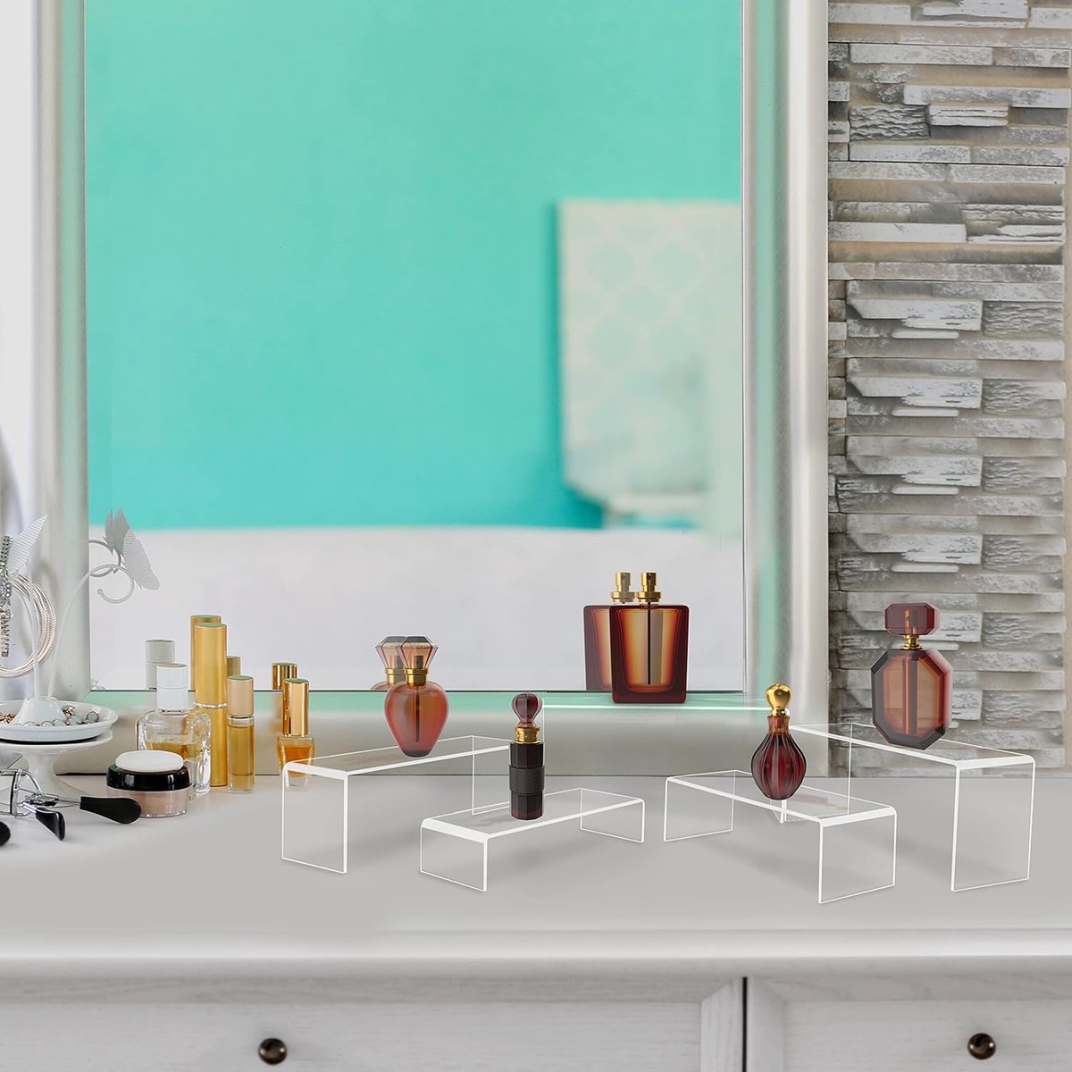5 stuks transparante acryl displaysokkel kunststof decoratieve vitrine standaard in 5 maten voor planken trappen decoratie en werkbladen displaystandaard voor sieraden detailhandel