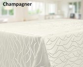 tafelkleed damast strepen - strijkvrij tafelkleed - vlekbestendig, onderhoudsvriendelijk tafellinnen - tafelkleed, Rechthoekig 130x160 cm, Champagne