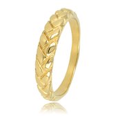 My Bendel - Gevlochten ring goudkleurig - Gevlochten goudkleurige stapelring om te combineren - Met luxe cadeauverpakking
