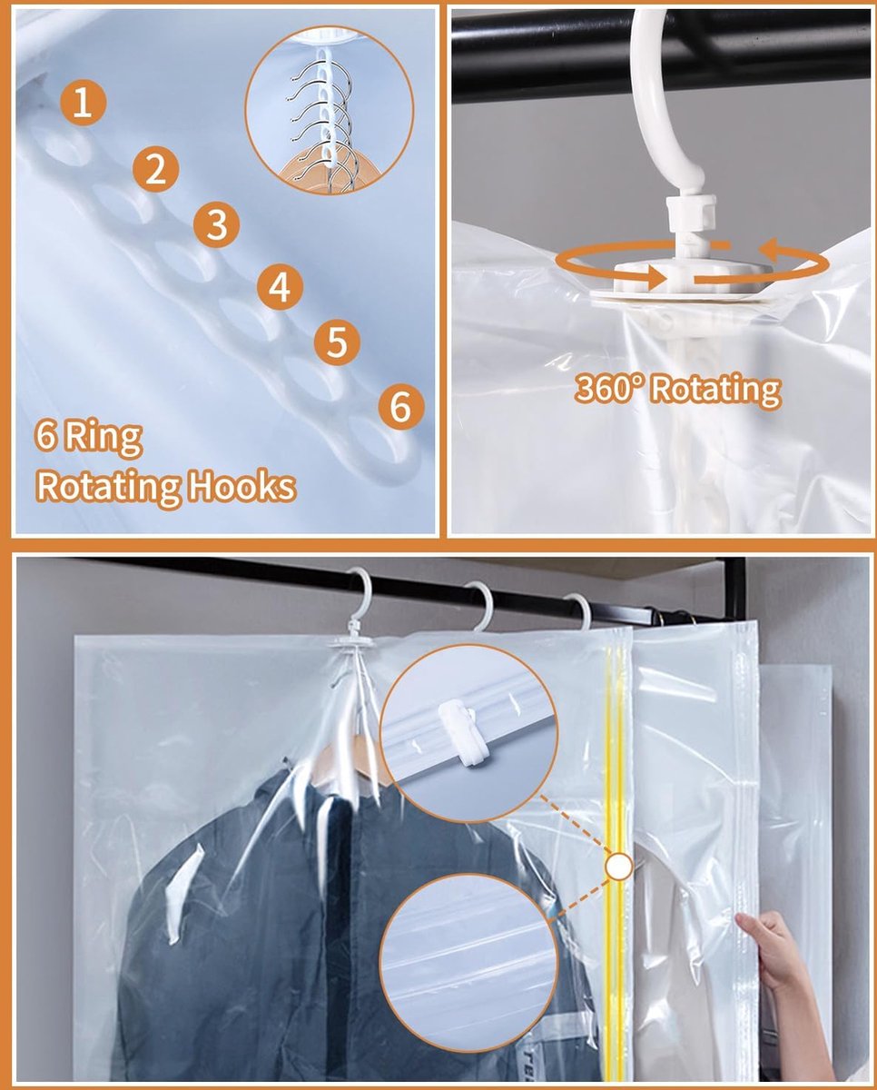 Hangende Vacuümzakken Voor Kleding - Ruimtebesparend En Geschikt Voor Pakken Mantels En Jassen Set Van 5 Stuks Hangende Vacuümzakken Voor Kleding - Ruimtebesparend En Geschikt Voor Pakken Mantels En Jassen Set Van 5 Stuks