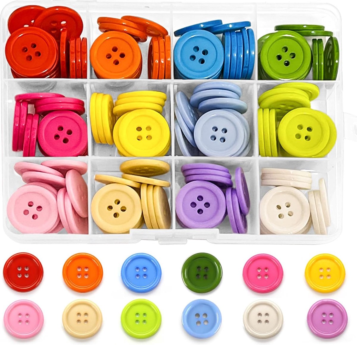 QUARKZMAN 10 stuks 20 mm harsknopen om aan te naaien, 4 gaten, ronde