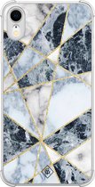 Casimoda® hoesje - Geschikt voor iPhone XR - Marmer Blauw - Shockproof case - Extra sterk - TPU/polycarbonaat - Blauw, Transparant