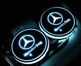 Coole Lichtgevende Mercedes LED Onderzetters - Bekerhouders - Sfeerverlichting - LED Licht - Interieur Verlichting - 7 Verschillende Kleuren LED - Auto interieur - Mercedes accessoires - Set van 2 - Opladen via USB