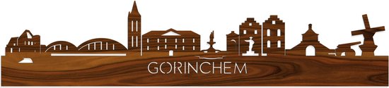 Skyline Gorinchem Palissander hout - 120 cm - Woondecoratie - Wanddecoratie - Meer steden beschikbaar - Woonkamer idee - City Art - Steden kunst - Cadeau voor hem - Cadeau voor haar - Jubileum - Trouwerij - WoodWideCities