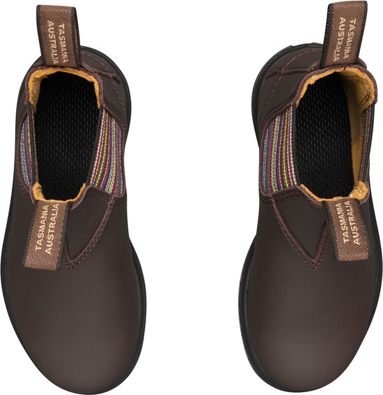 Blundstone Kinder Stiefel Boots #1413 Leather Elastic (Kids) Brown Stripes-K3UK