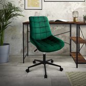 Bol.com Bureaustoel op wielen groen met fluwelen bekleding en metalen frame ML design aanbieding