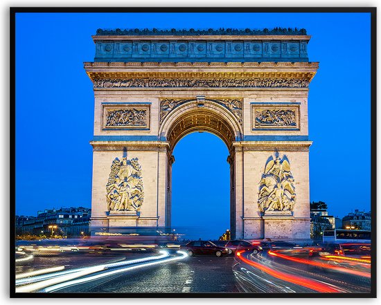 Arc de Triomf fotolijst met glas 40 x 50 cm - Prachtige kwaliteit - Woonkamer - Slaapkamer - Parijs - Frankrijk - Harde lijst - Glazen plaat - inclusief ophangsysteem - Grappige Poster - Foto op hoge kwaliteit uitgeprint