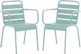 MYLIA Set van 2 opstapelbare stoelen MIRMANDE in metaal - Amandelgroen L 56 cm x H 79 cm x D 59 cm