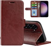 Samsung Galaxy S23 FE Hoesje - MobyDefend Wallet Book Case (Sluiting Achterkant) - Bruin - GSM Hoesje - Telefoonhoesje Geschikt Voor Samsung Galaxy S23 FE