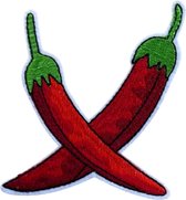 Chili Peper Strijk Embleem Patch 8 cm / 10.2 cm / Rood Groen