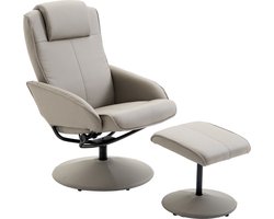 Relaxstoel met voetenbankje - Stoelen - Relax fauteuil - Stoel - Draaifauteuil - Draaistoel - Grijs - L78 × B71 × H101 cm