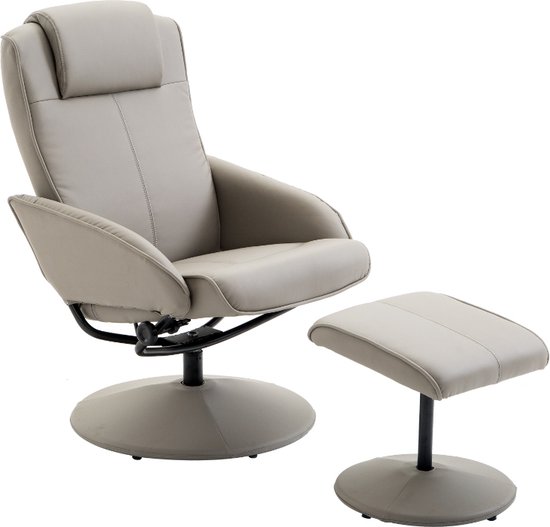 Relaxstoel met voetenbankje - Stoelen - Relax fauteuil - Stoel - Draaifauteuil - Draaistoel - Grijs - L78 × B71 × H101 cm