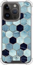 Casimoda® hoesje - Geschikt voor iPhone 13 Pro - Blue Cubes - Shockproof case - Extra sterk - TPU/polycarbonaat - Blauw, Transparant