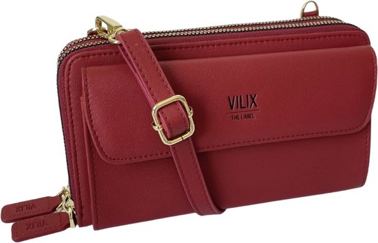 Vilix The Label - Sac Olivia - portefeuille et sac pour téléphone en un - végétalien - compact - Bordeaux