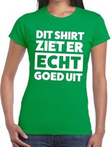Dit shirt ziet er echt goed uit tekst t-shirt groen dames 2XL