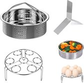 Bol.com 3-delige set stoompan rack set snelkookpannen-accessoires eierstoomframe inclusief stoompan van roestvrij staal stoomkok... aanbieding