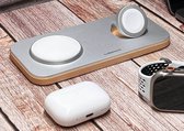 Chargeur magnétique sans fil Cubenest 2-en-1 compatible avec la technologie MagSafe - fonction de charge rapide compatible avec Apple Watch 7-9 et Ultra 1-2, iPhone 12-15, AirPods 2/3/ Pro, appareils Qi (argent)