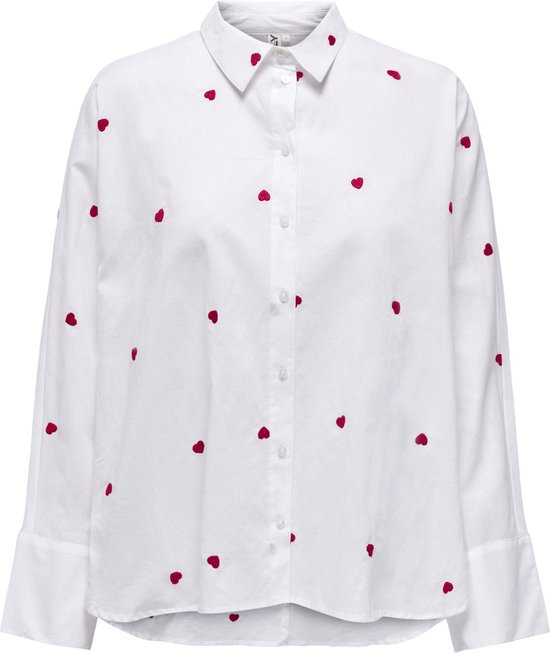 Only Blouse Onlnew Lina Grace Ls Emb Shirt Noos 15283743 Bright White/heart Dames Maat - XS