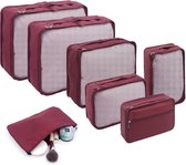 Packing Cubes, kofferorganizer, reis-kledingtassen, 7 stuks, reiskubussen voor koffer, lichte bagage-verpakkingsinstrumenten, reistas, essentiële tassen voor reisaccessoires (bordeauxrood)