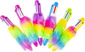 3x Fluffy Regenboog Balpen - Schoolpen - Schrijven