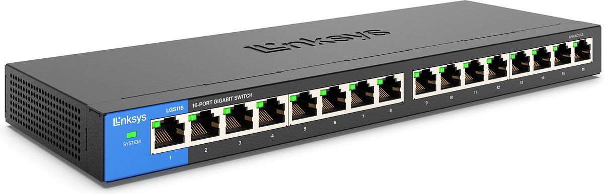 Linksys LGS116 - Netwerk Switch - Unmanaged - 1000 Mbps - 16 Poorten