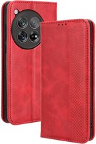 Coverup Vintage Book Case - Geschikt voor OnePlus 12R Hoesje - Rood