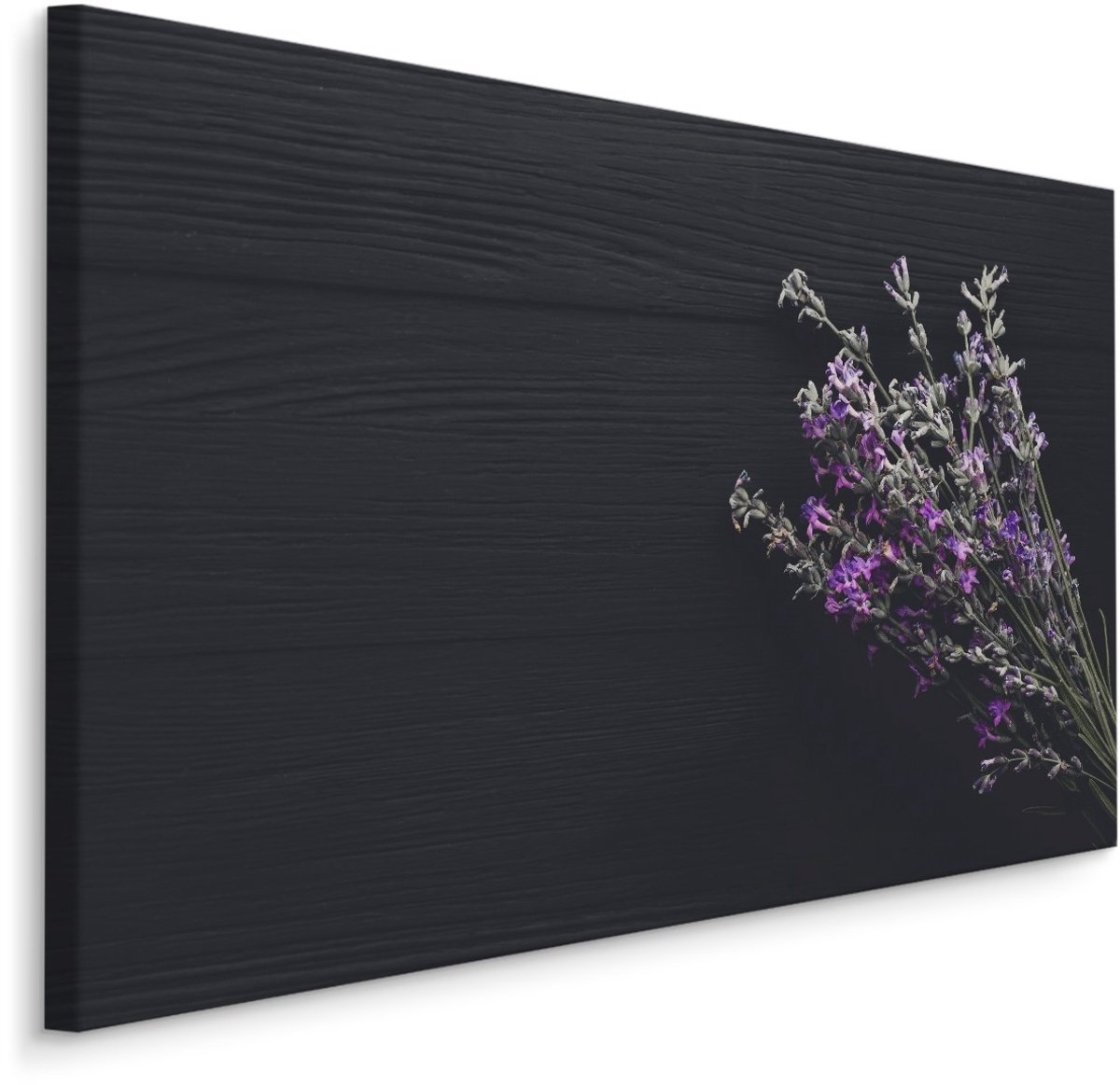 karo-art Schilderij - Lavendel op een zwarte Achtergrond, Premium kwaliteit Multikleur