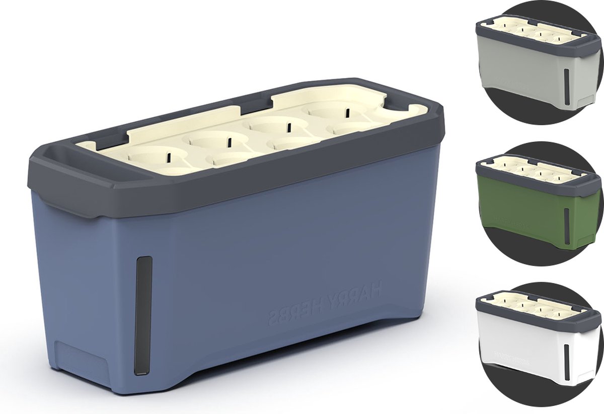 Gusta Garden - Harry Herbs - Slimme kruidenpot met bewateringssysteem - Blauw - Kruidenbak - Kweekbak - Plantenbak