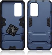 Qubits - Double Armor Layer hoes met stand - Geschikt voor Huawei P40 - Blauw