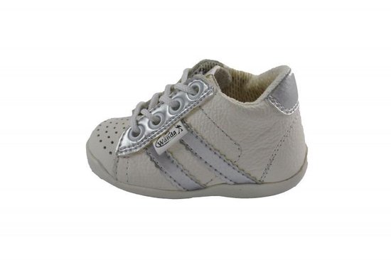Vluchtig Fjord roddel Leren schoenen - wit/zilver - jongen/meisje - eerste stapjes - babyschoenen  -... | bol.com